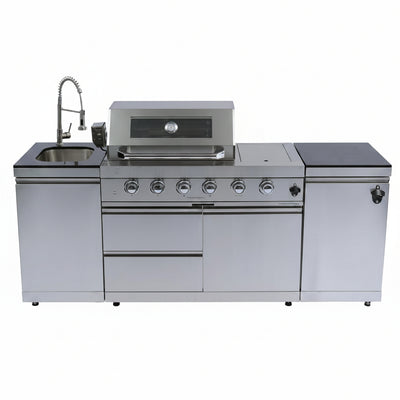 85" 4-Burner Gas Grill Island W/Sink & Granite