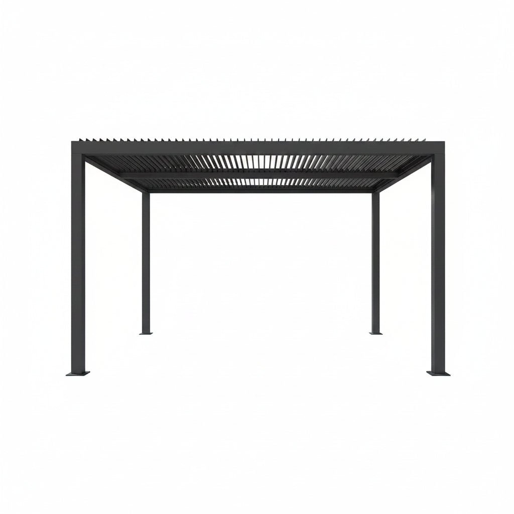 Aluminum Pergola Built for Outdoor Living, Adjustable Louvered Roof, Integrated Drainage, 72 MPH Wind Rating