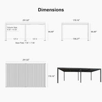 Gray Louvered Pergola Outdoor Aluminum Pergola with Adjustable Roof for Patio Gray Hardtop Gazebo