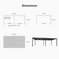 Gray Louvered Pergola Outdoor Aluminum Pergola with Adjustable Roof for Patio Gray Hardtop Gazebo