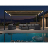 Gray Louvered Pergola Outdoor Aluminum Pergola with Adjustable Roof for Patio Gray Hardtop Gazebo