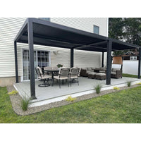 Gray Louvered Pergola Outdoor Aluminum Pergola with Adjustable Roof for Patio Gray Hardtop Gazebo