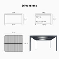 Gray Louvered Pergola Outdoor Aluminum Pergola with Adjustable Roof for Patio Gray Hardtop Gazebo