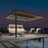 Gray Louvered Pergola Outdoor Aluminum Pergola with Adjustable Roof for Patio Gray Hardtop Gazebo