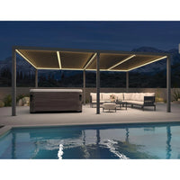 Gray Louvered Pergola Outdoor Aluminum Pergola with Adjustable Roof for Patio Gray Hardtop Gazebo