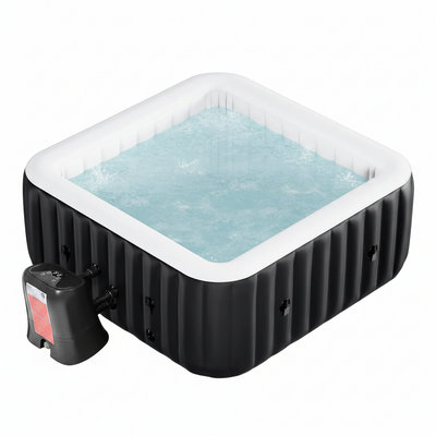 Inflatable Hot Tub Designed for Backyard Relaxation, 6 Person Square, 130 Bubble Jets, 240 Gallon Capacity