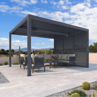 Gray Louvered Pergola Outdoor Aluminum Pergola with Adjustable Roof for Patio Gray Hardtop Gazebo