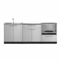 Outdoor Kitchen Cabinet Set Built for Weather Resistance, 304 Stainless Steel, Modular 3PC Design, Sink Bar