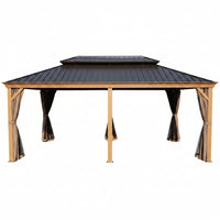 Hardtop Aluminum Gazebo Built for Year-Round Use, 12x20 Ft, Galvanized Steel Roof, Mosquito Netting