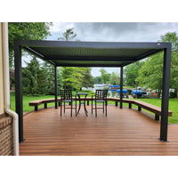 Gray Louvered Pergola Outdoor Aluminum Pergola with Adjustable Roof for Patio Gray Hardtop Gazebo
