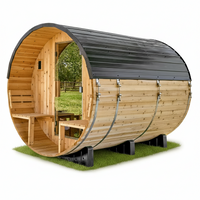 Outdoor Barrel Sauna Built for Year-Round Use, 9kW Electric Heater, Wi-Fi Control, Cedar Construction