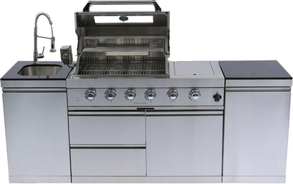 85" 4-Burner Gas Grill Island W/Sink & Granite
