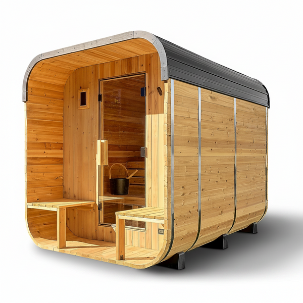 Traditional Cedar Sauna Built for Outdoor Use, 4-6 Person Capacity, Wi-Fi Control, Electric Heater, LED Lights